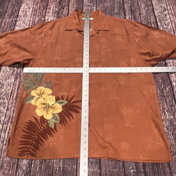 Tommy Bahama Men 100% Silk Jacquard‎ Tree Floral Aloha Hawaiian Shirt Size Large - Picture 6 of 6